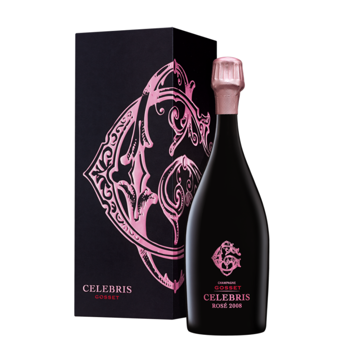 Champagne Gosset, Champagne AC Celebris Rosé Brut in Giftbox luxury grapes 2008